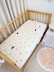 1pc Plush Dotted Baby Crib Sheet, Newborn Animal Print Fitted Crib Mattress Cover, Cute Bedding For Children Room, Machine Washable, 60x120cm - Multicolor - View 6