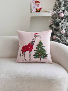 1 Stück Weihnachts-Hirsch bestickter Plüsch Kissenbezug, geeignet für Wohnzimmer, Sofa, Schlafzimmer, Partys und verschiedene Umgebungen, ganzjährig verwendbar
