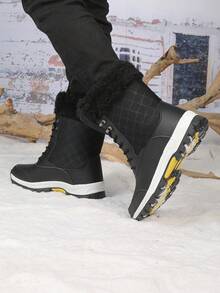 Women's Versatile Casual Fashion Thick-Sole Shock-Absorbing Warm Snow Boots - Black - View 3