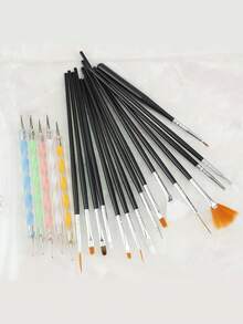 20pcs Nail Art Pen Set, Nail Art Tool Kit, Dotting Pen, Dust Brush, Long Nail Art Pen, Nail Art Drawing Pen, Nail Art Pen Tool Kit, Double-Ended Nail Tool, Lining Pen, Silicone Dotting Pen Tool Set, Home Nail Salon DIY Nail Art Kit - Multicolor - View 1