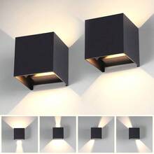 LED Wall Light, Square Up & Down Lighting Outdoor Wall Lamp, Waterproof Porch Light For Home Decor, Suitable For Outdoor Patio/Yard/Garden/Stairway/Street/Living Room/Bedroom/Kitchen/Bathroom/Hallway/Corridor, Choose Material As Needed - Đèn tường LED vuông chống nước - Xem 2