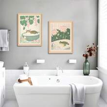Framed Retro Meditating Frog Wall Art - Vintage Frog Mushroom Picture -  70s Aesthetic Poster Quote Wall Print For Bathroom - 12x16",23776593 - 珊瑚橙 - 查看 5