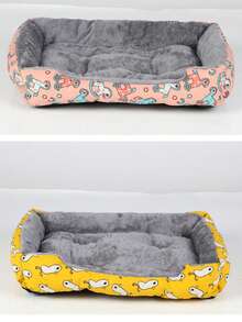 1 szt. Miękkie legowisko dla kotów i małych psów – pluszowe wypełnienie poliestrowe, niebieski wzór łapy, wytrzymała poduszka na sofę do użytku domowego, łatwe do czyszczenia, przytulne i wygodne dla zwierząt domowych, legowisko dla kota, zabawny wzór dla zwierząt, łatwy w czyszczeniu materiał