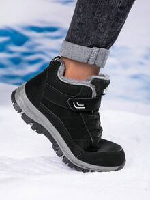 1 Pair Men's Warm Snow Boots, 2025 Winter New Thick Thermal Lined Casual Winter Shoes, Middle-Aged Boots, Warm Comfortable Dad Shoes - Black - View 5