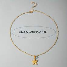 4pcs Elegant And Sexy Metal Starfish Flower Shell Pendant Necklace Set With Geometric Chain Jewelry, Perfect For Daily Wear Or Parties - Ideal Holiday Gift For Women, Versatile Autumn/Winter Fashion Accessory - Vàng - Xem 5