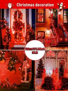 一套太阳能灯串，8种户外防水照明模式，铜线灯，50-300颗LED灯珠，可DIY，适用于花园、庭院、露营、派对、婚礼、圣诞树、圣诞节、万圣节、情人节装饰（暖白/白/彩色/粉色/蓝色/红色）