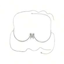 1 件金色新款性感派对蝴蝶紧身胸衣身体链，水钻装饰胸罩链，时尚夜总会风格女士