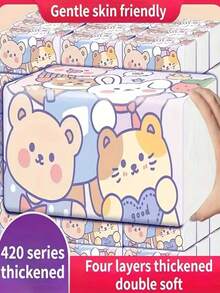 4 Packs Cartoon Cute Tissue Paper, Bulk Student Facial Tissues, Practical Household Napkins For Graduation Party, Halloween, Christmas, Camping, Outdoor, Office, Kitchen, Bathroom, Home, School, Dorm, Suitable For Men And Women - Cute Tissues - View 1