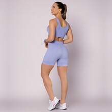 SELENE Bermuda Shorts Seamless Selene Ribbed Sport Women's Gym Fitness Basic Original - 淡薰衣草色 - 查看 3