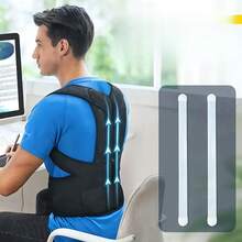 Unisex Back Support Brace - Adjustable, Shoulder Shaping, Worn On Shoulders, Does Not Cover Arms, Sleeveless - Black - View 2
