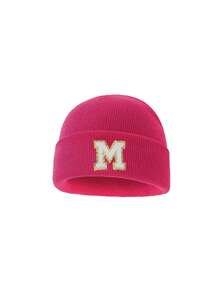 1 buc Căciulă tricotată pentru copii cu litere A-Z, căciulă tricotată caldă de culoare solidă, potrivită pentru băieți și fete, potrivită pentru uz în aer liber și zilnic - Roz fierbinte - Vizualizare 9