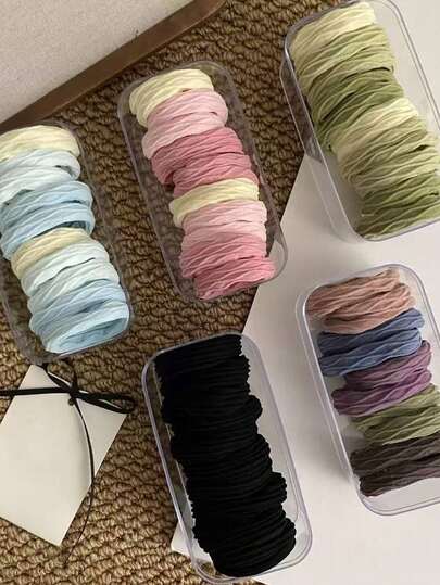 10pcs Simple And Durable 5cm High-End Thick Version Ponytail Does Not Hurt The Hair Rubber Band Pink Wide Version Low Ponytail Ball Hair Accessories ,Ponytail Holders ,Hair Elastics ,Hair Rubber Bands ,Scrunchies ,Hair Rope