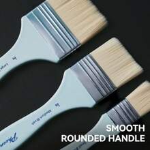 Flat Paint Brush Set - 3 Sizes Nylon Large Paint Brushes For Acrylic Painting Gouache Wood Furniture Gesso Varnishes And Wall - 藍色 - 查看 4