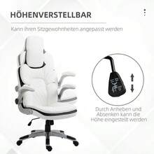 Ergonomischer Bürostuhl mit klappbare Armlehnen, Höhenverstellbarer Schreibtischstuhl mit Wippfunktion, dick gepolsterter Stuhl mit verstellbare gepolsterte Armlehne 69 x 67 x 113-121 cm-XY120564