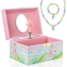 '' Musical Jewelry Box Organizer With Jewelry Set - Pink Purple Spinning Ballerina Theme, Swan Lake Tune - Jewelry Storage And Music Box - giày ba lê màu hồng - Xem 2