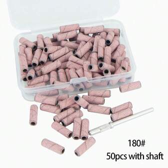 50 piezas/Caja Bandas de lijado de 3 mm para arte de uñas 120/180/240 Grano Brocas de mini taladro de uñas para manicura y pedicura Herramienta de banda de arena pequeña