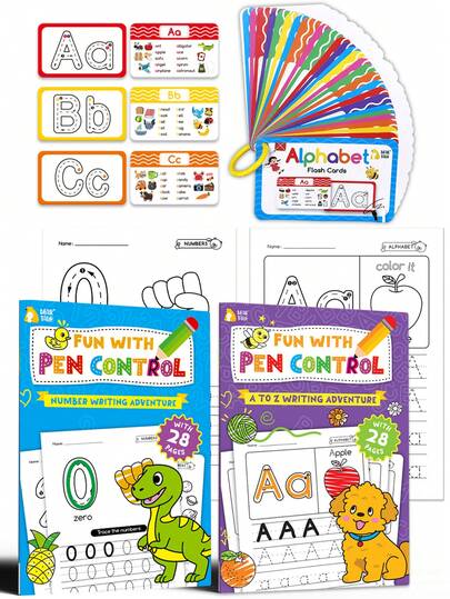 beartale 26Pcs Dry Erase ABC Alphabet Kids Early Educational Flash Cards - Write And Wipe Laminated ABC Letter Tracing Practice Card, Uppercase And Lowercase Letters Practice Spelling With Cute Illustrations To Associate Letters With Objects, Intelligence Games For Children, Kids Toys, Party Favors For Kids, Travel Toys, Montessori Toys, School Supplies, Kids Birthday Gift, Back To School, Welcome Learn