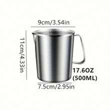 304 Stainless Steel Milk Frother Pitcher, Capacity: 500/1000/1500/2000ML, Stainless Steel Measuring Cup With Handle, Multi-Function Measuring Cup, Marked Coffee Latte Art Milk Frothing Pitcher, Kitchen Gadget, Barista Tool