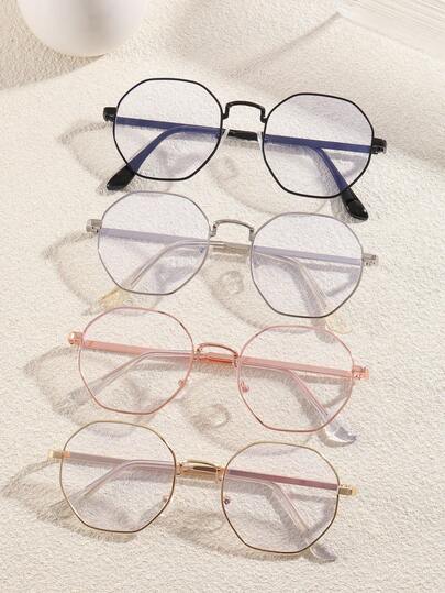 1 Pair Unisex Metal Round Stylish Clear Glasses, Retro And Classic Design, Suitable For Daily Life, Study, Computer Use, Can Be Adapted To Prescription Lenses
