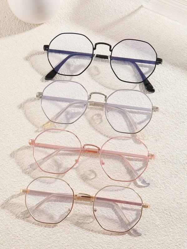 1 副男女通用金属圆形时尚透明眼镜，复古经典设计，适合日常生活、学习、电脑使用，可适配处方镜片