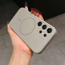 1 pieza Funda magnética minimalista de silicona líquida mate compatible con iPhone 17, 17 Pro, 17 Pro Max, Air 16, 15, 14, 13, 12 Pro Max, Plus, S23, 24 Plus, 25, 25 Ultra, Pura 70, Mate 40, 50, 60, 70 Pro, carga inalámbrica, funda trasera de silicona suave