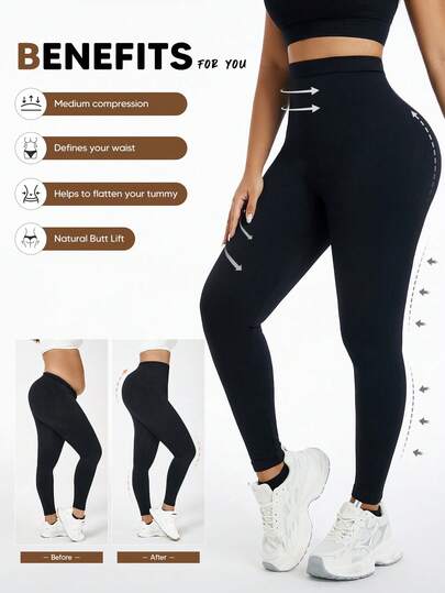 Damskie legginsy kompresyjne do jogi, bezszwowe, z wysokim stanem, modelujące brzuch, z elastycznymi majtkami modelującymi pośladki