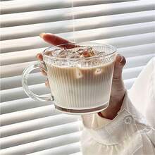 1pc Glass Cup With Handle, Suitable For Coffee, Breakfast, High Borosilicate Glass Coffee Mug Or Water Cup - Multicolor - View 3