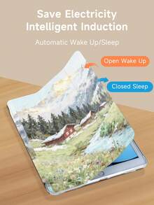 Landscape Oil Painting Pattern Tablet Protective Case, Suitable For IPad 9.7/10.2/10.5/10.9/12.9/Pro 11 (10th Generation), Compatible With Samsung Galaxy Tab S6 Lite 10.4-Inch Version, Compatible With Kindle Paperwhite 12th Generation 2024 Version, Kindle (11th Generation) 2022 Version, And Kobo Clara Color. Equipped With Soft Fall Protection And Intelligent Vertical/Automatic Wake-Up/Sleep Function. - Multicolor - View 5