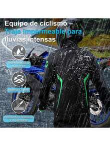 Impermeable Motociclista Hombre y Mujer, Chamarra para Motociclista Hombre y Pantalón Impermeable, con Reflejos, Entrepierna Amplia, Transpirable, Comodidad y Duradero - Negro - Ver 4