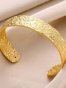 1PC Vintage Twist Wide Chunky Bangles For Women Gold Color Stainless Steel Geometric Irregular Open Cuff Bangles Jewelry Gift 2025 - 黃金 - 查看 5