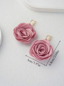 LADYCOCO 1/2 Cặp bông tai mặt dây chuyền hoa vải thủ công, phù hợp cho trang phục hàng ngày và đám cưới của phụ nữ - Màu Đỏ Sâu - Xem 6