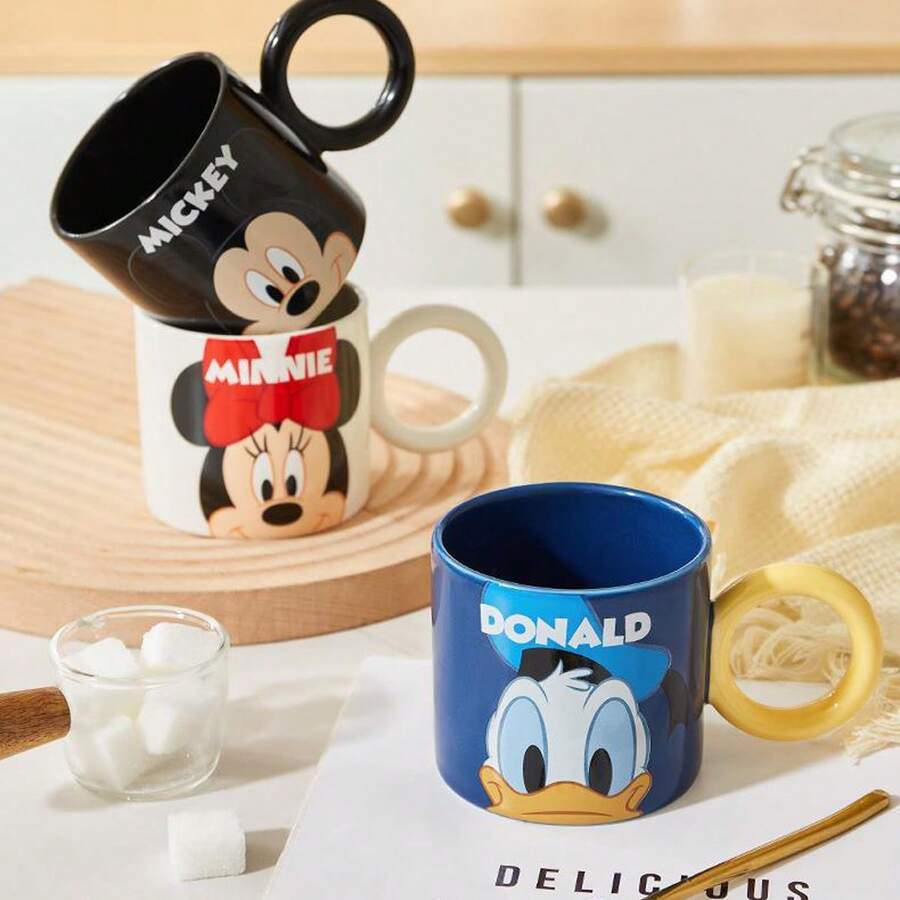 经典卡通陶瓷马克杯，大容量可爱创意杯，办公咖啡杯，情侣茶杯 - 彩色 - 查看 1