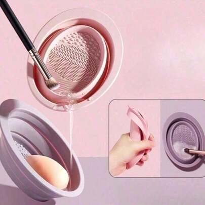 1PC Silicone Makeup Brush, Cleaner, Folding Puff, Cleaning Bowl, Eyeshadow Brush, Washing Upholstery, Beauty Tool, Washing Box.