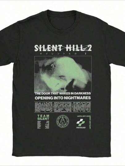 ofertas y liquidaciones1Pcs Camiseta de algodón 100% 220g para hombre estampado digital con el emblema de Silent Hill 2 y frases enigmáticasplayera de hombretops sudaderas para mujer