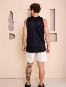 Men's Sublimated Grade Breathable Tank Top For Workout Gym Simple Summer Regular Fit No Halloween - رمادي غامق - مشاهدة 5