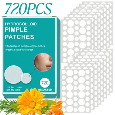 Adesivo hidrocolóide para acne com 36/360/720 unidades - Adesivos para manchas diurnas e noturnas, suaves e não irritantes - à prova d'água e respiráveis, que escondem manchas de acne e cobrem manchas, adesivos para acne para cuidados com a pele e rosto - invisíveis, ultrafinos e essenciais