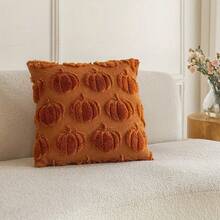 1/2Pcs Fall Pumpkin Throw Pillow Covers, Soft Suede Jacquard Cushion Covers With Hidden Zipper, Beige Base Orange Pumpkin Jacquard Pattern, 18*18 Inches, Farmhouse Harvest Decor For Sofa Bed, Halloween Thanksgiving Christmas Holiday Home Decor - Burnt Orange - View 18