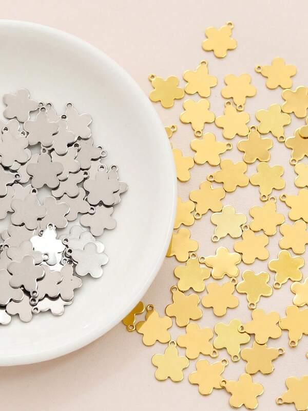 10/50pcs Stainless Steel Exquisite Smooth Five-Leaf Clover Fashion Bracelet, Necklace, Clothing DIY Accessories, Pendant And Jewelry Making