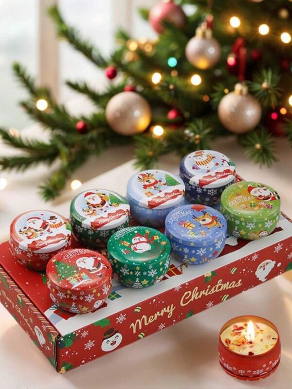 Christmas Scented Candles Gift - Aromatherapy Holiday Candle - Tin Jar Soy Wax - Long Lasting Burn Time, Christmas Thanksgiving Decor Gifts For Women&Men, The Best Gift For Friends, Valentine's Day, Atmosphere Decoration, Gifts For Mothers, Gifts For Girlfriends And Wives, Gifts For Fathers, Daughters And Sons, Soybean Oil Candles, Atmosphere Halloween, Autumn, Festivals, Christmas, Winter, Festivals, Holidays