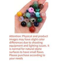 5pcs/Pack Natural Large Hole Beads, Multiple Styles Available, 12mm Funky Jewelry Agate Stone, Turquoise, Jasper, Tiger Eye, Handmade DIY Bracelet Necklace Jewelry Making, Pendant Charms - Multicolor - View 12