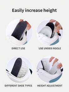 1 Pair Unisex Invisible Silicone Half-Size Insoles, Soft Bottom Comfortable Multi-Layer Heel Pads For Short People - Black - View 4