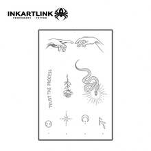 INKARTLINK Temporary Tattoos, Various Elements Like Snake, Rose, Moon, Waterproof Long-Lasting 1-2 Weeks, Realistic Tattoo Appearance, Botanical & Symbol Tattoos - Black - View 3