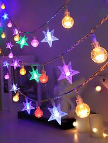 1pc 10/20/30/40 Lights 1.5/3/4.5/6m Star & Bubble Ball String Lights, Fairy Lights For Room Decor, Bedroom, Birthday Party, Wedding, Gift - Yellow - View 4