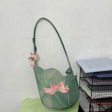 Hanfu & Cheongsam Embroidered Lotus Bag – Chinese Style Crossbody Shoulder Purse For Women, Elegant Vintage Aesthetic Tote, Zen-Inspired Handbag For Everyday Or Traditional Outfits - 綠色 - 查看 9