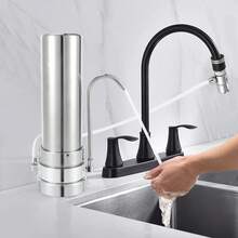 SanBouSi Countertop Filtration System Stainless Steel Countertop Filter Modern Faucet Water Filter Alkaline Water Filter For Home Kitchen Bathroom - Silver - View 6