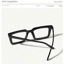 1 Piece Men's Lightweight Acrylic Rectangular Glasses - Bohemian Style Full Frame Black Frame, Non-Decorative Lenses, Suitable For Casual And Business Fashion Accessories, Multi-Functional Glasses| Minimalist Glasses| Durable Glasses - Black/Transparent - View 5