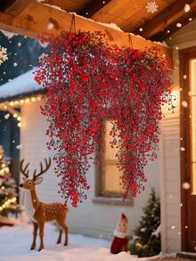 1pc Artificial Garland Durable Hanging Faux Greenery & Ivy With Vibrant Winter Colors For Christmas Thanksgiving Outdoor Indoor Home, Garden, Wedding, Farmhouse,Mantle & Table Centerpiece Decor