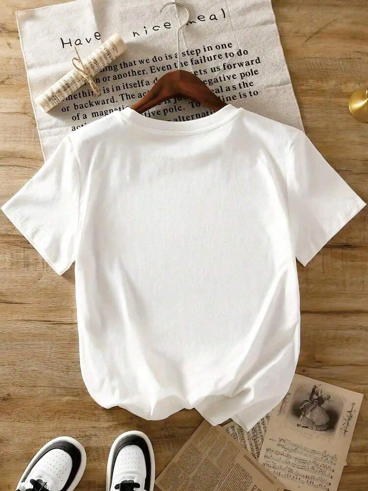 Camiseta femenina casual romántica estampado gráfico corazones y mariposas animal print san valentin tejido suave holgada cuello redondo manga corta primavera verano uso diario T-shirt - Multicolor - Añade 4