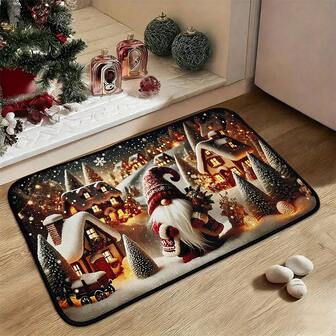 1pc Christmas Gnome Pattern Doormat - Soft, Non-Slip, Machine Washable Rug Suitable For Living Room, Kitchen, Bedroom, Bathroom And Laundry Room - Perfect Christmas Home Decoration, Christmas Ornaments, Christmas Gifts