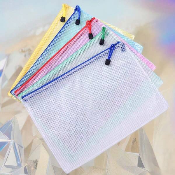 Bolsa con cremallera transparente y resistente al agua tamaño A4, bolsa de malla de gran capacidad, bolsa multifuncional para artículos de papelería para estudiantes, adecuada para viajes, suministros de oficina, artículos de estudiantes y organización del hogar